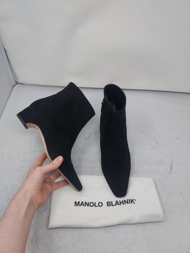 Manolo Blahnik Black Tolarc Suede Ankle Boot
